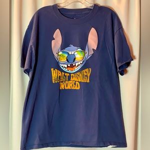 Stitch T Shirt Walt Disney Large Sunglasses Blue T Shirt Disneyland Summer Hanes